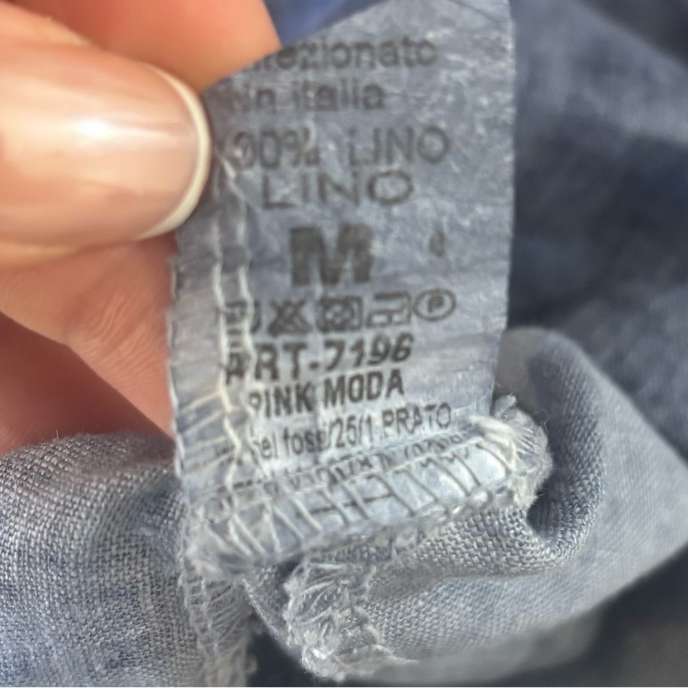 100% Linen Made in Italy Midi Sleeveless Blue Linen Shift Dress Sz M Unbranded - Picture 2 of 11